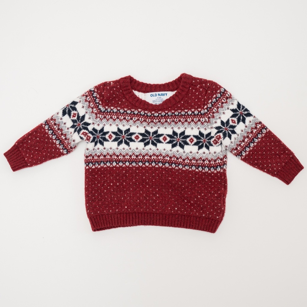 Old Navy Baby Red Fair Isle Snowflake Sweater Size 3-6 Months